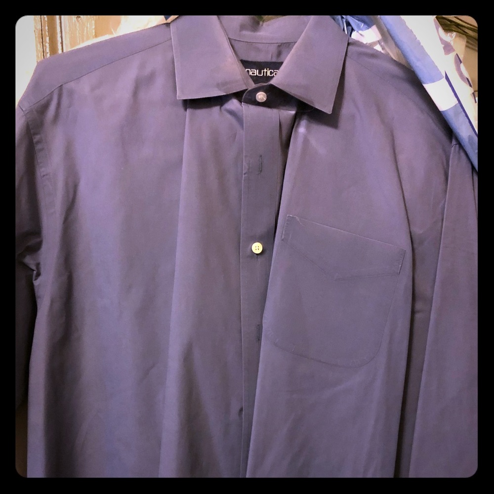 Nautica Men’s Grey long sleeve collared shirt